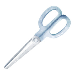 水彩で描いた青色のハサミ