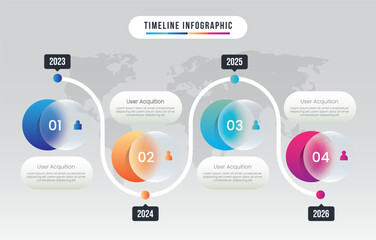 Glass morph inforgraphic 4 steps for presentation, web element or UI UX objects. Vector Illustration