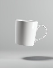 Obraz premium Floating White Mug: Minimalist Ceramic Cup Photography