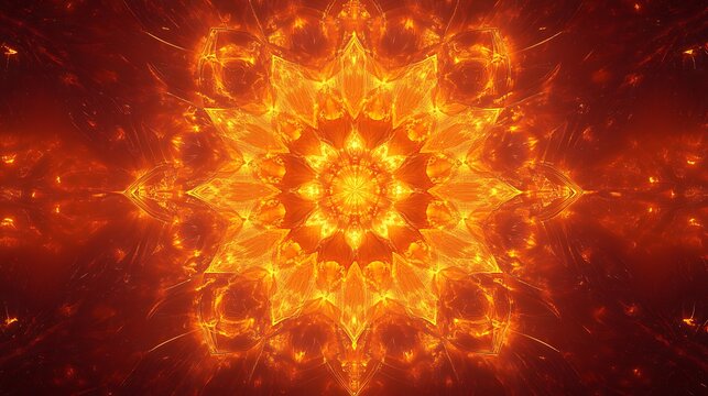 Abstract fiery pattern with glowing orange and yellow light effects creating a sense of warmth