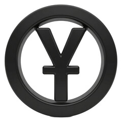 Fototapeta premium Black yen symbol in black circle with a transparent background