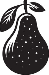 Black Color Pear Silhouette Vector Illustration, Solid White Background