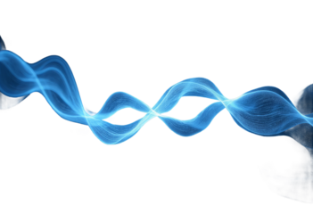Blue abstract wavy lines on a transparent background