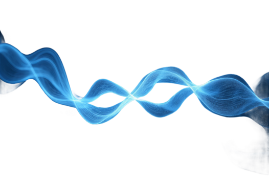 Blue abstract wavy lines on a transparent background