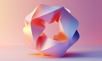 Abstract layered shape with gradient colors, light pink.