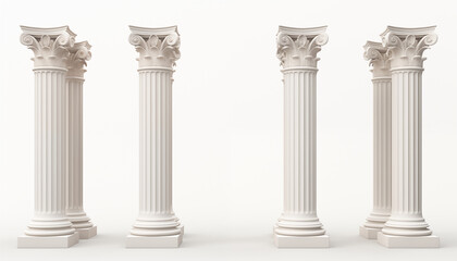 Obraz premium Four Ionic Columns White Marble 3D Render Architectural Detail