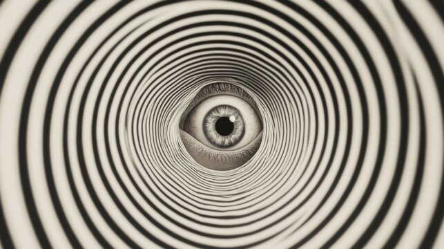 Eye in hypnotic spiral tunnel. - Powered by Adobe