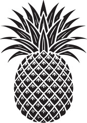 Obraz premium Black Color Pineapple Silhouette Vector Illustration, Solid White Background