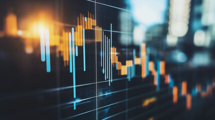 Abstract business Financial charts show a significant increase in profits in the stock market.This is driven by higher interest rates and continued growth. In the innovation world network of financial