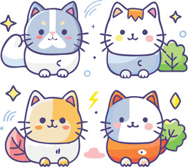 Cute Seasonal Cat Vector Pack: Adorable Illustrations for Every Season
