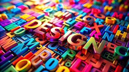 Fototapeta premium Crazy Text Font Design, Bold Typography, High Depth of Field, Abstract Background Stock Photo