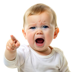 Adorable Baby Boy Pointing Crying Upset Toddler kid cute face child small human 