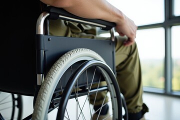 Obraz premium Young Person in a Wheelchair by a Large Window