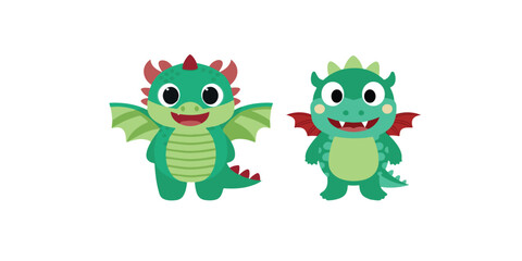 Obraz premium Print simple dragon smiling with flat colour vector art