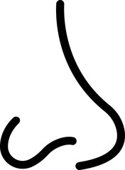 Nose icon related with nasal. Contains monochrome line vector like nasal, smell, organ, breathe, sneeze, sniff and more. Simple outline sign isolated on transparent background.