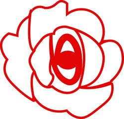 Rose flower set of blooming plant. Garden rose isolated icon of red petal for romantic floral decoration, wedding bouquet and valentine greeting card flat and line vector