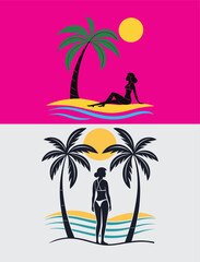 Palm Tree and Woman Art 