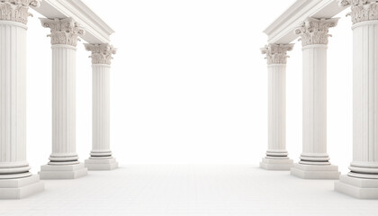 Fototapeta premium White Marble Columns Corinthian Capitals Classical Architecture Isolated