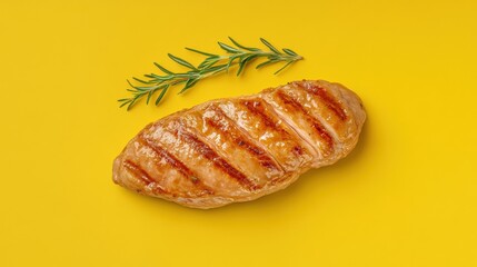 Chicken steak on yellow background