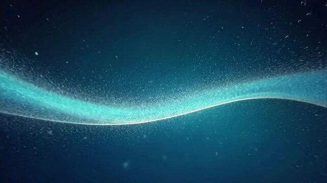Teal energy wave flows; dark, starry background; digital art; website header