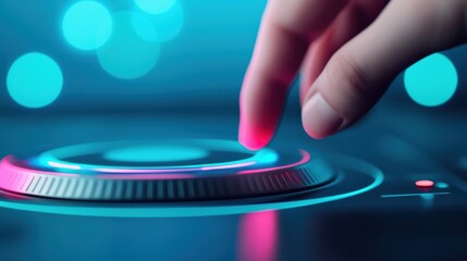 Sliders A finger adjusting a slider to control the volume on a music player interface.