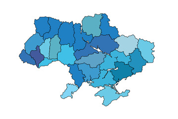 Ukraine map with regions vector illustration, Ukraine Political map and administrative divisions, vector illustration map of Ukraine with borders, colorful map of Ukraine with states, cities, Province