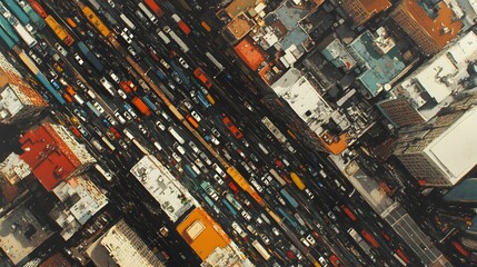 Fototapeta premium Aerial View of City Traffic and Buildings