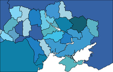 Ukraine map with regions vector illustration, Ukraine Political map and administrative divisions, vector illustration map of Ukraine with borders, colorful map of Ukraine with states, cities, Province