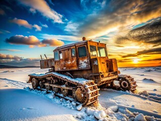 Desolate Winter: Abandoned War Machine in Frozen Ruins - Cinematic Documentary Photography