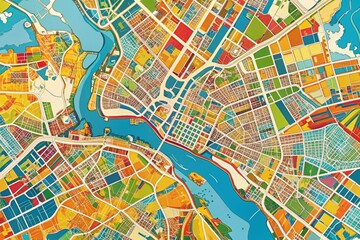 Obraz premium Detailed Geneva City Map Poster: Streets, Lake, Waterways - Candid Photography Style