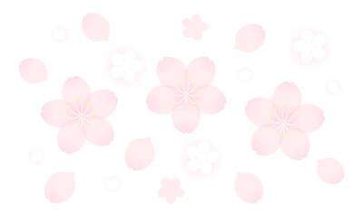 桜の花と花びらのイラスト