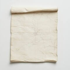 Vintage Blank Map Scroll on White Background for Creative Projects