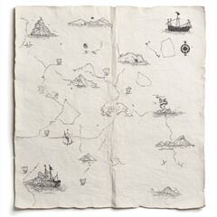 Obraz premium Vintage Map Illustration with Ships and Islands on Weathered Paper