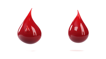 Isolated Blood Drops on Transparent Background Generative AI