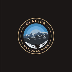 Glacier National Park vector logo theme on dark background