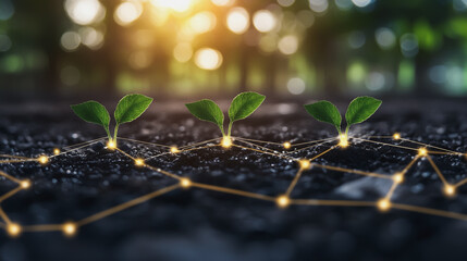 Abstract business Financial charts show a significant increase in profits in the stock market.This is driven by higher interest rates and continued growth. In the innovation world network of financial