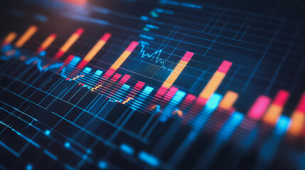 Fototapeta premium Abstract business Financial charts show a significant increase in profits in the stock market.This is driven by higher interest rates and continued growth. In the innovation world network of financial