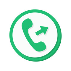 A bold green phone call icon vector with an arrow symbol, perfect for indicating outgoing calls in communication apps or contact related design