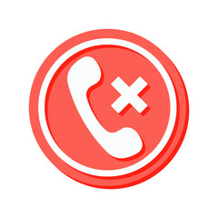 Obraz premium A bold red end call icon vector with a cross symbol, perfect for indicating missed or reject calls in communication apps or contact related design