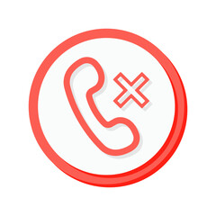 Obraz premium A bold red end call icon vector with a cross symbol, perfect for indicating missed or reject calls in communication apps or contact related design