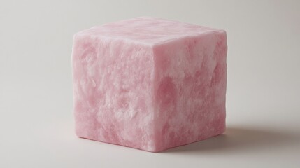 Pink Cotton Candy Block on a Simple Background