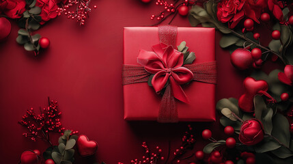 Red Present on Red Background with Hearts: Romantic Gift Ideas for Special Occasions