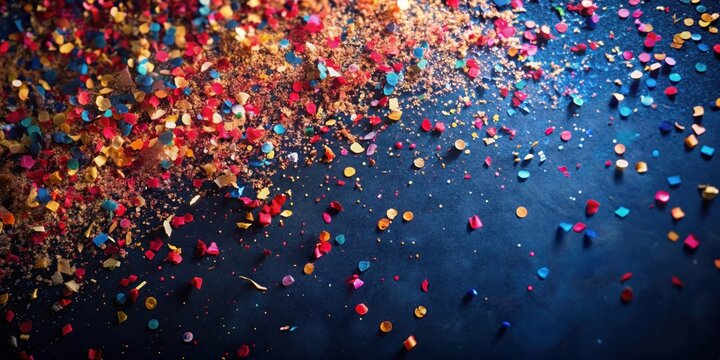 Vibrant confetti celebration on a dark background, perfect for festive designs and joyous occasions