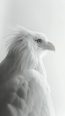 Fototapeta premium Majestic bald eagle in profile against a soft white backdrop showcasing wildlife elegance