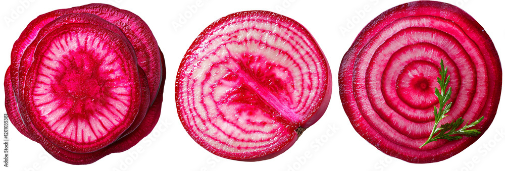 Aufkleber Isolated round slice of beetroot on a transparent background