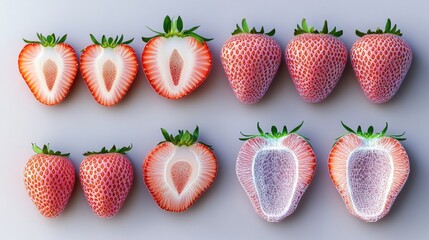 Fresh Strawberry Varieties Displayed in Artistic Arrangement