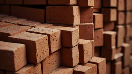 Obraz premium Textured Red Clay Bricks in Geometric Industrial Composition V1