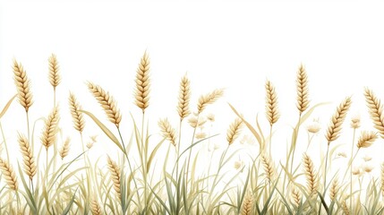 Golden Wheat Field with Soft Green Grass on a Minimal Background