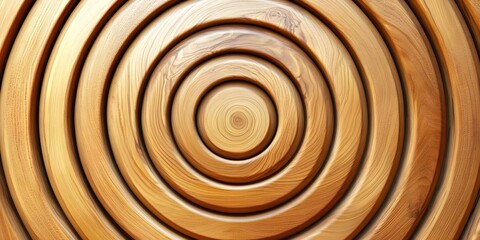 A series of concentric wooden circles creating a spiral pattern with smooth, light brown textures. Concept Concentric Wooden Circles, Spiral Pattern Design, Smooth Textures, Light Brown Shades
