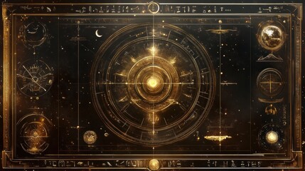Fototapeta premium Celestial Map with Stars and Symbols of Astrology and Alchemy